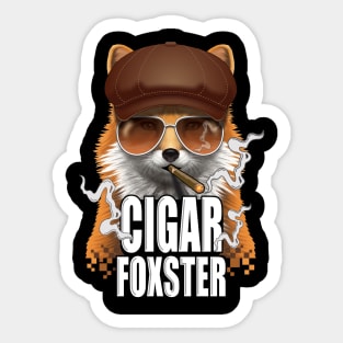 Cigar Foxster Fox Smoker Newsboy Cap Gangster Sticker